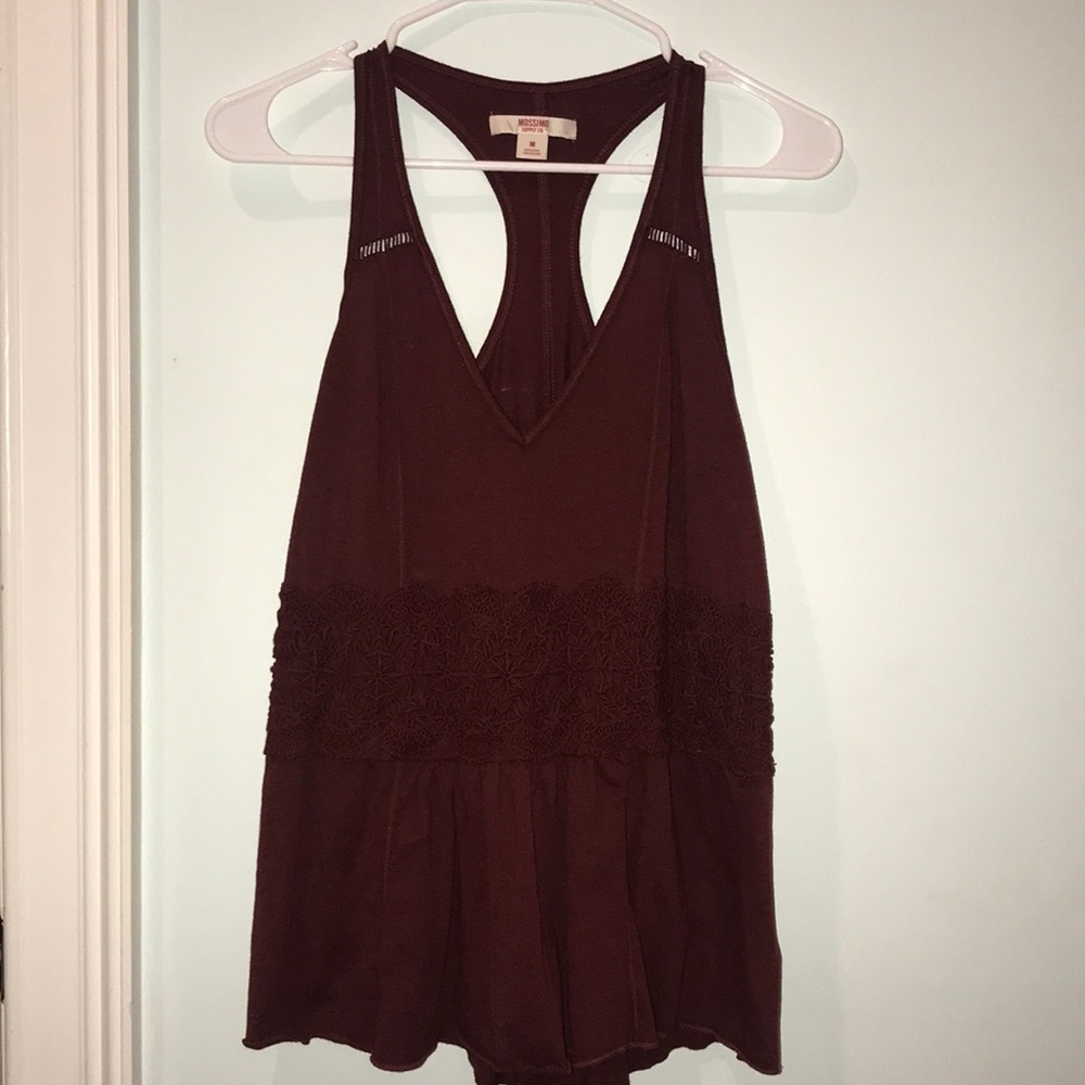 Garnet V-neck tank top with detail